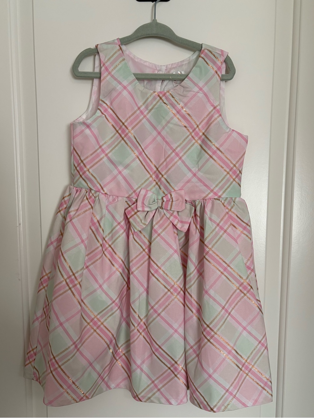 Tahari Pink and Green Plaid Girls Dress